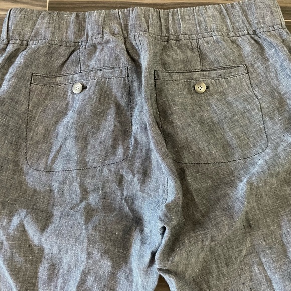 Athleta Linen Drawstring Pants Heathered Gray Size 8 Petite - Picture 2 of 7